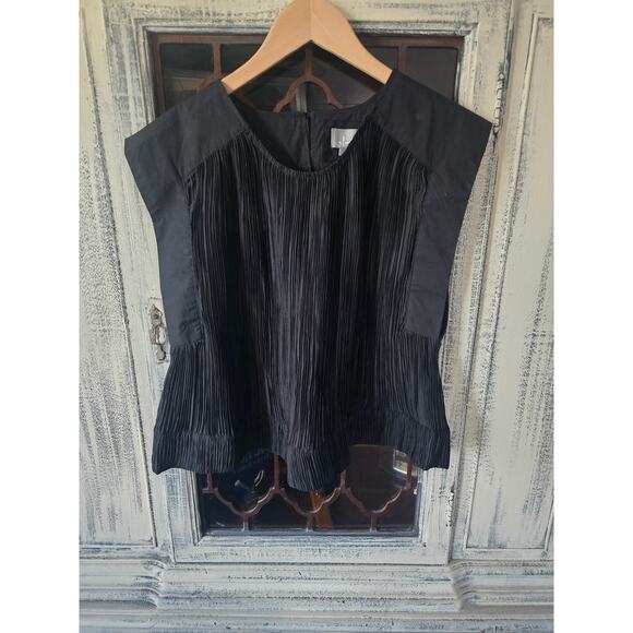 NWT Anthropologie Crew-Neck Black Plissé Top - Medium - Picture 5 of 5